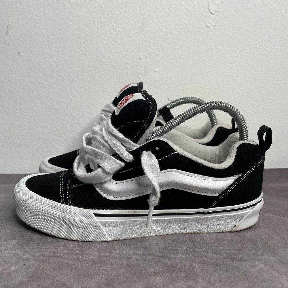 Vans Knu Skool Mens Size 6.5 Black White Fat Tongue Athletic Skate Shoes Skater